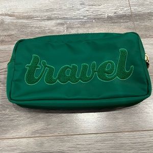 Stoney Clover Lane green embroidered travel small pouch